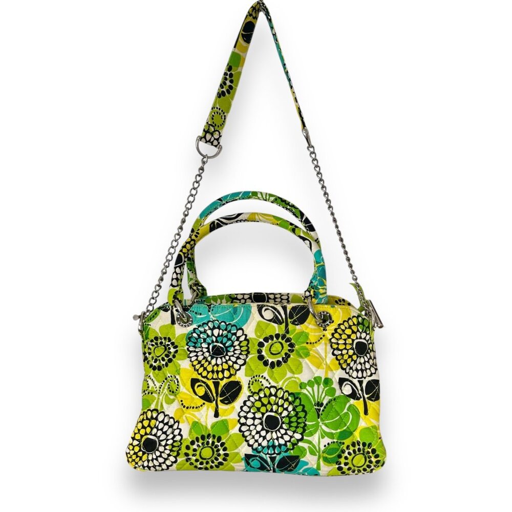 Vera Bradley Limes Up Cotton Quilted Handbag with Shoulder Strap flowers